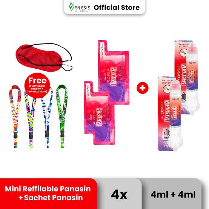 Plossa Mini Refill Redhot (paket isi 2)+Plossa Sachet redhot 4ml (paket isi 2) Free Penutup mata dan