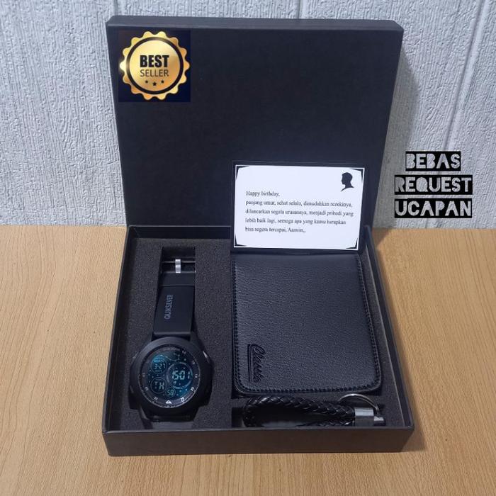 termurahhh!!! Hampers Gift Box Cowok Jam dan Dompet (hard box hitam)