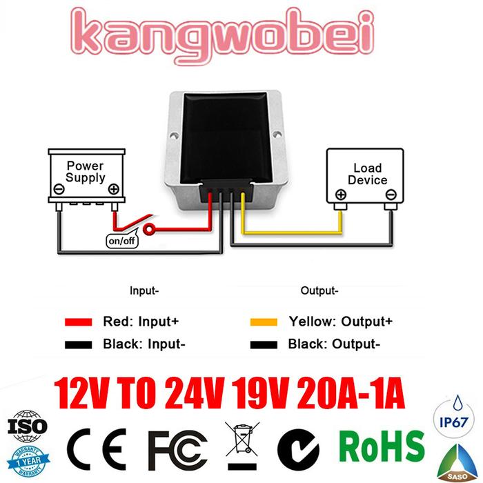 12 volts to 24 volts 19V 20A-1A Boost Step-up DC DC Converter Power