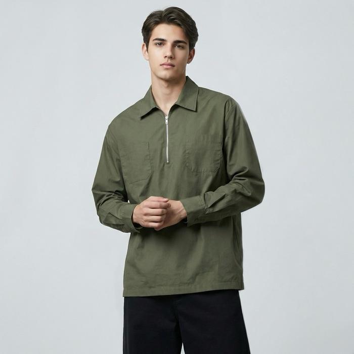 Itang Yunasz Ready To Wear - Zip Shirt Green