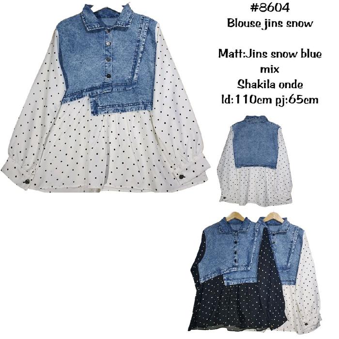 Blouse Jins Snow #8604 - Matt Jins Snow Blue Mix Shakila Onde ld 110cm pj 65cm