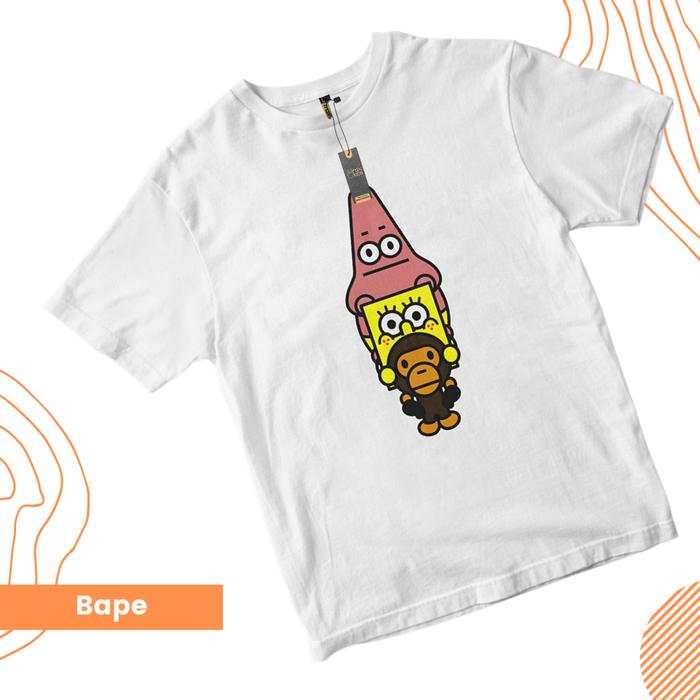 Baju Kaos Anak Bape SpongeBob Patrick Usia 1 2 3 4 5 6 7 8 9 10 Tahun Cotton Katun Perempuan Unisex 