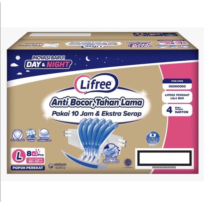 Lifree Popok Perekat E-Box Ukuran L Lembut Nyaman