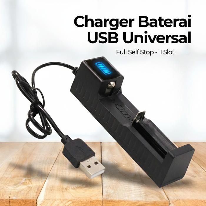 Taffware Charger Baterai 1 Slot AA AAA 18650 LED USB - TG-188