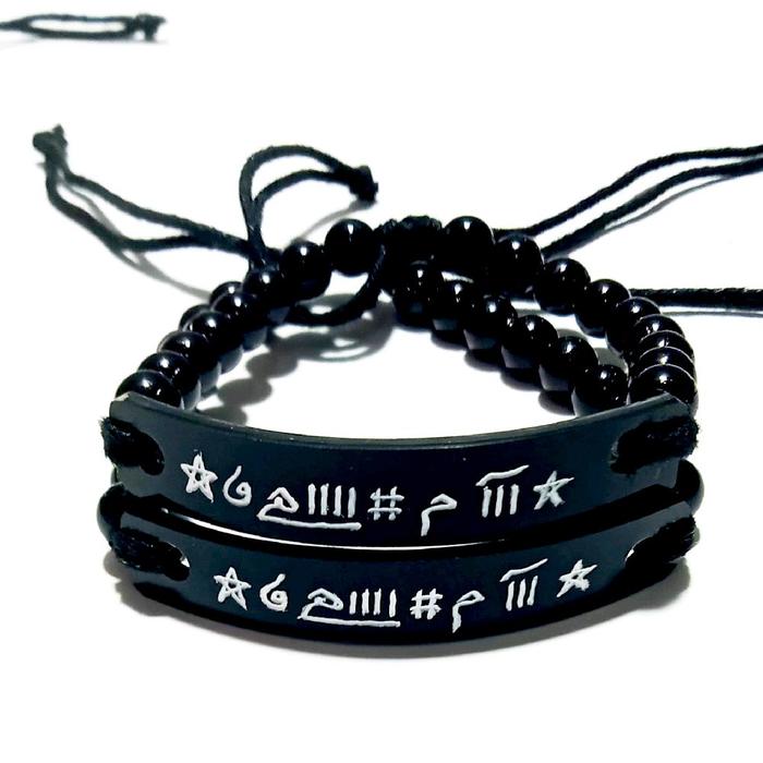 gelang batu hitam akrilik ukir rajah khotam sulaiman, gelang ukir rajah khotam sulaiman gelang batu 