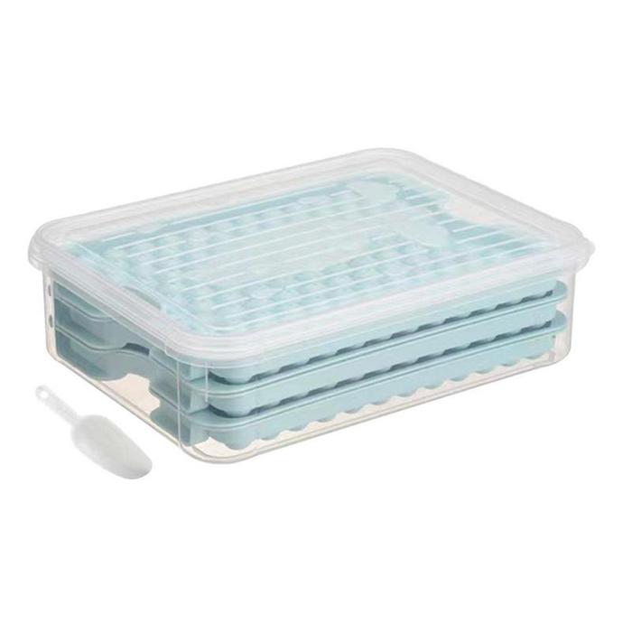 Nampan es batu Mini dengan tutup dan nampan es untuk Freezer 3 Pak