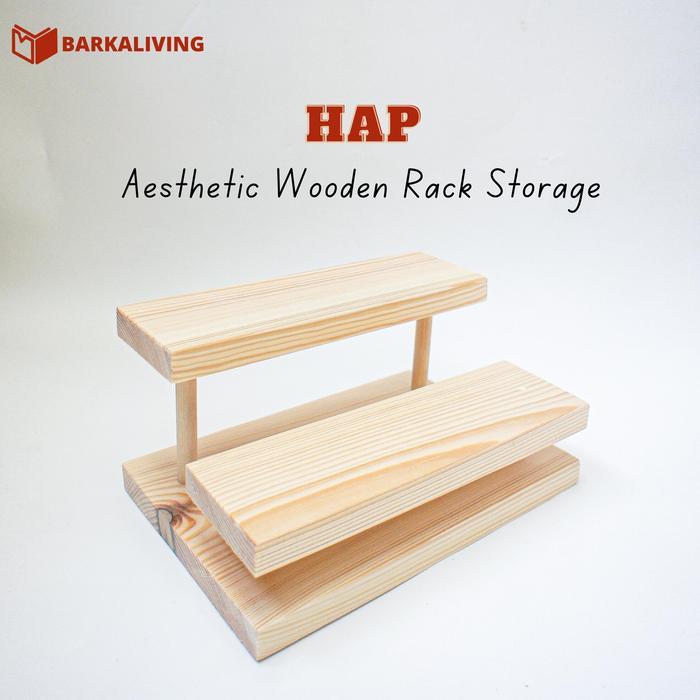 Hap Rak Kayu Aesthetic Storage Bumbu Dapur Make up Kosmetik Mainan
