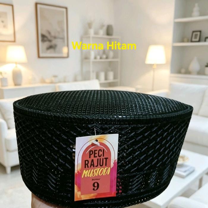 Peci Rajut MUSTOFA Hitam Polos