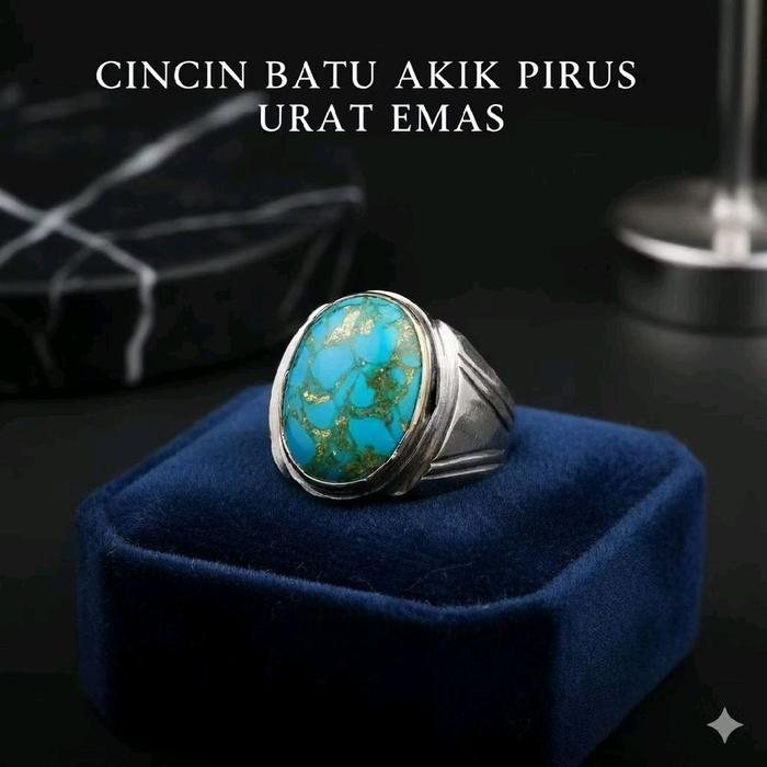 cincin batu akik pirus mekah urat mas
