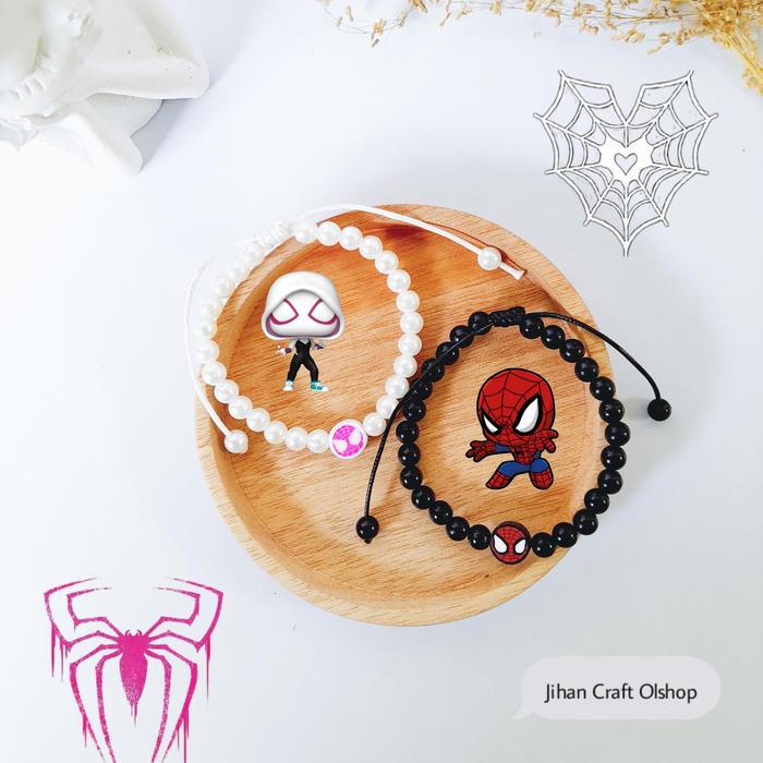 Gelang Couple Spiderman Serut Mutiara / Gelang Spiderman Couple / Gelang Couple