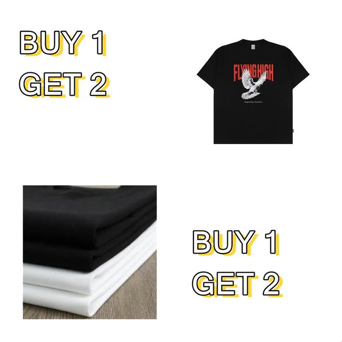 [ANAK KAOS] [BUY 1 GET 2] T-Shirt Flying High Black Baju Kaos Hitam Katun Combed Pxqgohbtkzj
