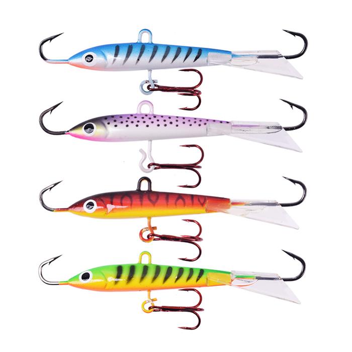 4pcs Mixed Colors Winter Ice Fishing Lure Set Balancer Sinking Hard