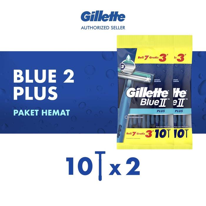 Gillette Pencukur Blue 2 Plus Razor Pisau Cukur Isi Ulang - Isi 2