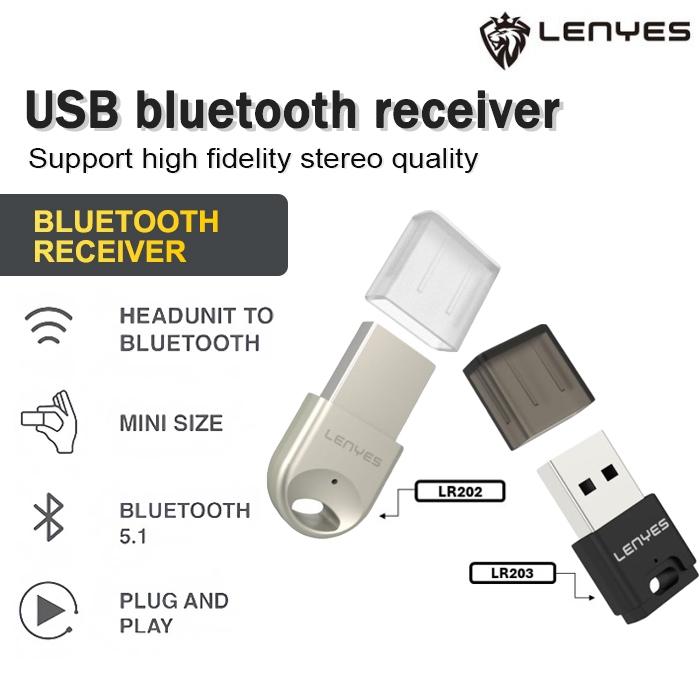 LENYES Bluetooth Receiver USB Wireless Adapter 5.1 untuk Speaker Mobil Dvd LR202 LR203