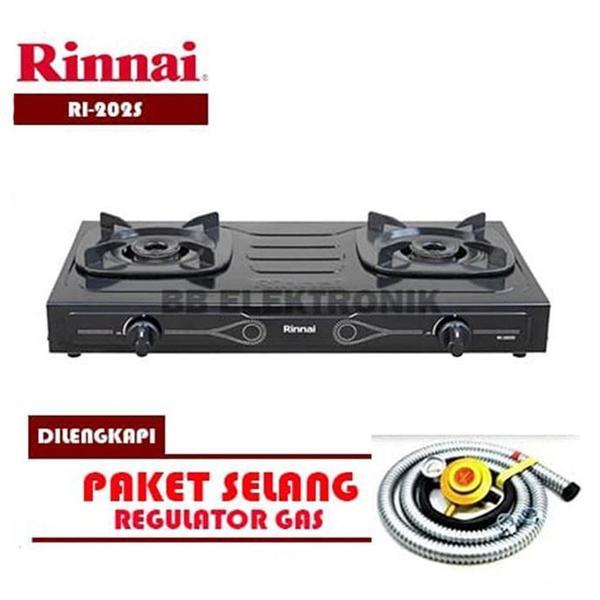 RINNAI RI-202S Kompor Gas 2 Tungku Teflon FREE Selang Paket Regulator