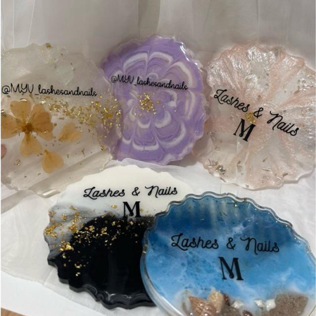 coaster resin tatakan gelas dekorasi properti foto pajangan meja custom tulisan aesthetic jewelry di