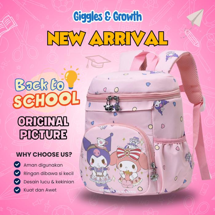 Giggles and Growth Tas Ransel Anak Paud/TK Mimi | Tas Ransel Sekolah Motif Kuromi | Tas Anak TK Z6P8