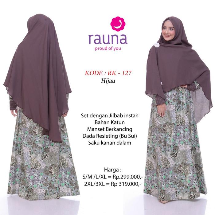 Baru Rauna Gamis Muslimah Katun RK 127 Katun Premium Gamis Set Khimar Hijab