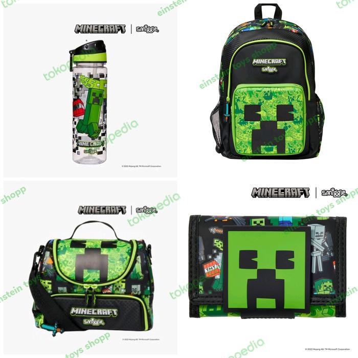 Smiggle Minecraft Backpack, Lunch Bag, Wallet, Botol Minum/ Ori/Ready