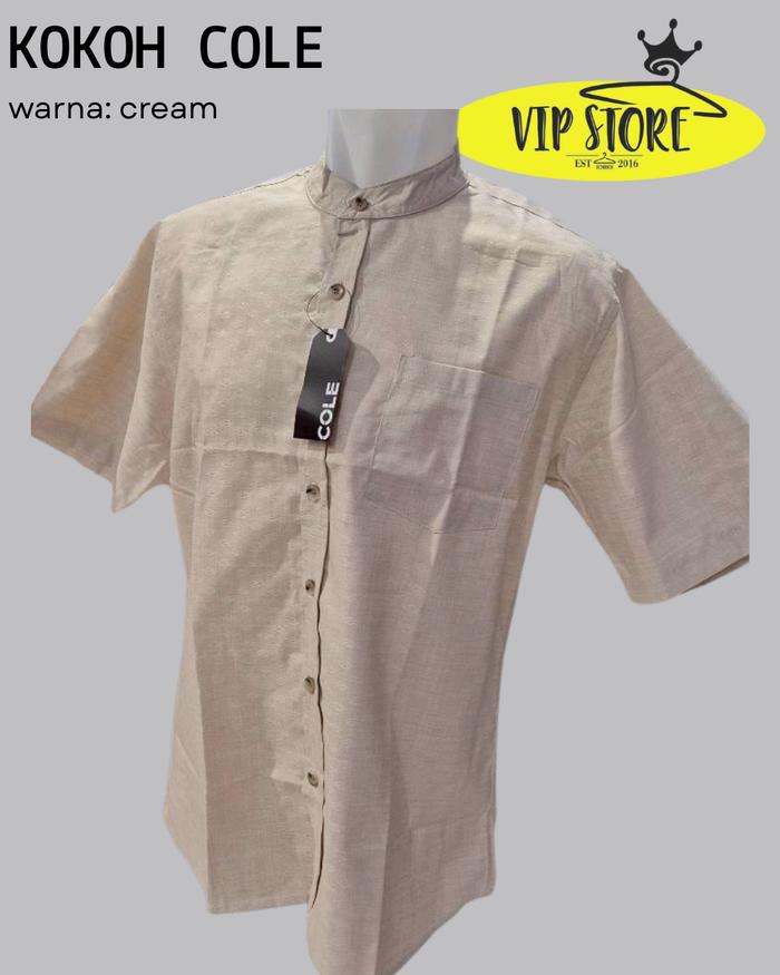 Koko Cole Dewasa Lengan Pendek Warna Cream Ukuran M-XXL