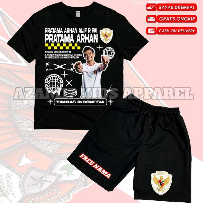 Setelan Kaos Celana Pendek Anak Pratama Arhan Pemain Timnas Free Nama / Setelan Kaos Celana Boarsdsh
