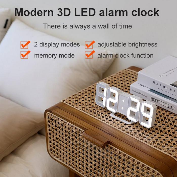 Jam Alarm 3D Jam Dinding LED Jam Dinding Digital Besar dengan Remote