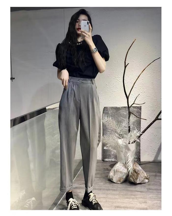 Korea Style Office Pants Wanita Kasual Celana Smart Waist Ankle CELANA ANKLE PANTS PANJANG Celan Hig