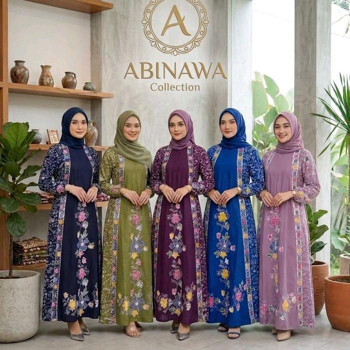Gamis Tuwill batik cap kombinasi tulis abaya batik kain adem