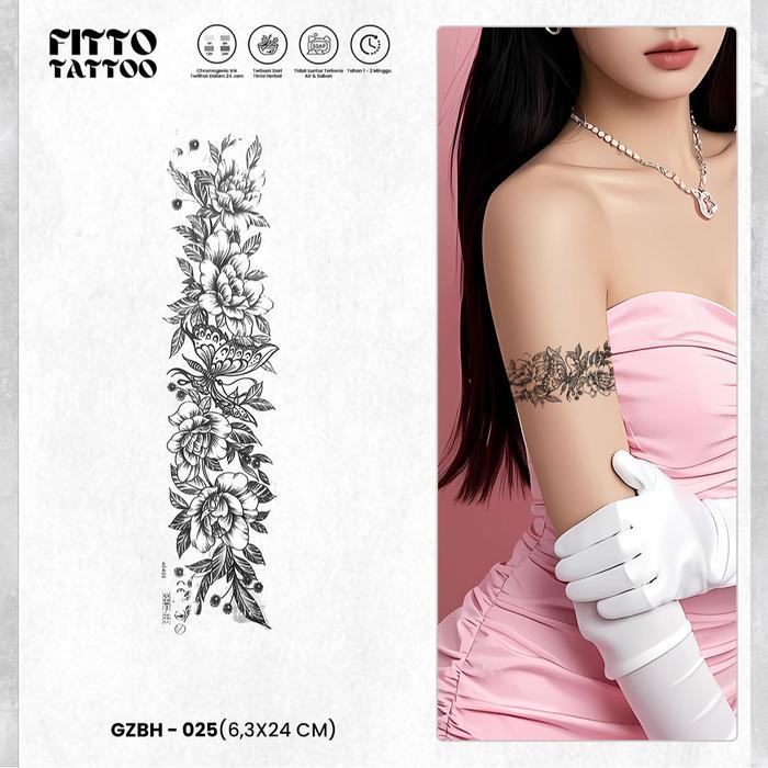 tato temporer bunga tatto lengan arm band tatoo temporary semi permanen tattoo fruit ink batik - GZB