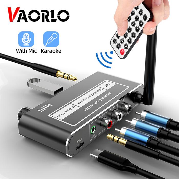 VAORLO Konverter Audio Nirkabel HiFi Bluetooth, Penerima DAC dengan