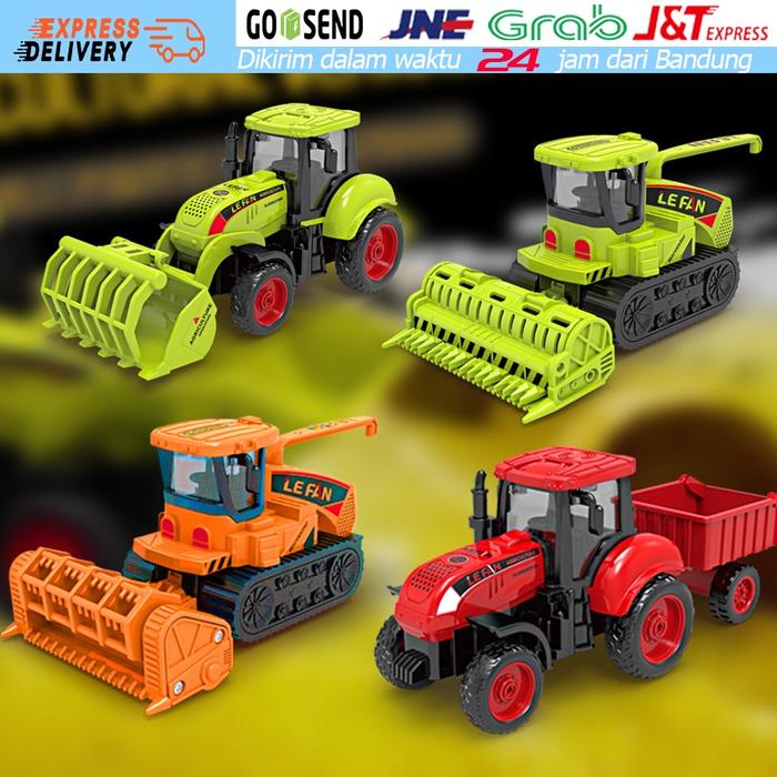 【New!】Hadiah Ulang Tahun Mainan Anak Laki Model Mobil Kendaraan Pertanian Diecast Traktor Harvester 