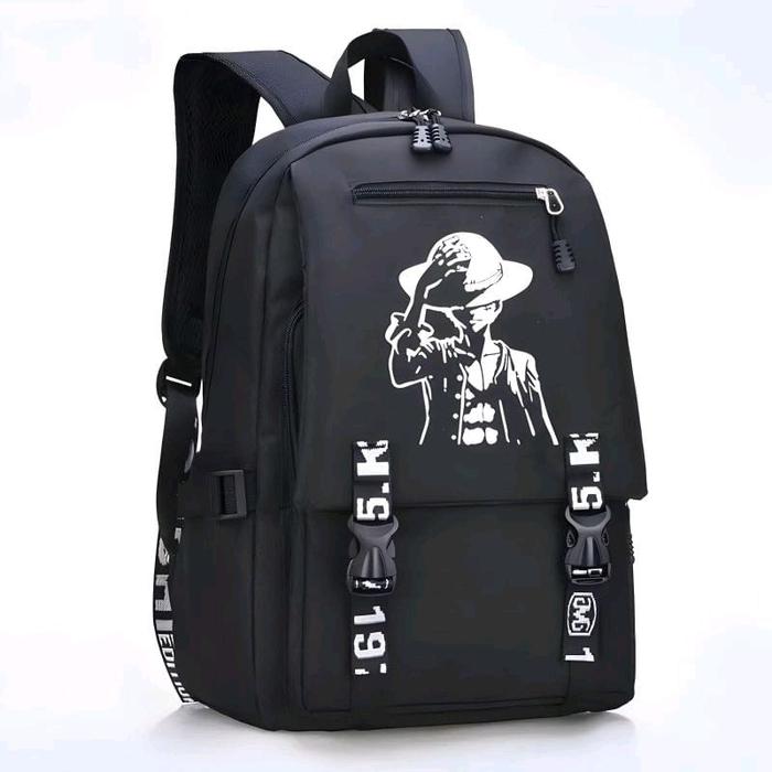 Tas Ransel Backpack Pria Wanita Warna Hitam Polos Bahan Kanvas Premium Kuat & Tebal, Desain Minimali