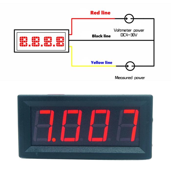 Voltmeter 4 Digit Super Mini 0,56 Inci 100V untuk 13 12 Mini