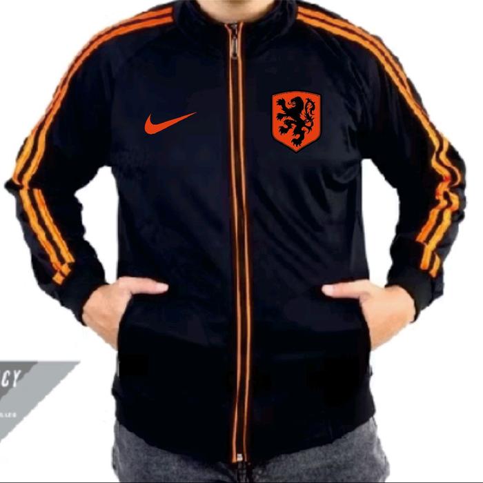 jaket tracktop bola impor Timnas Belanda edisi piala dunia 2026 logo dan Apparel full sablon DTF