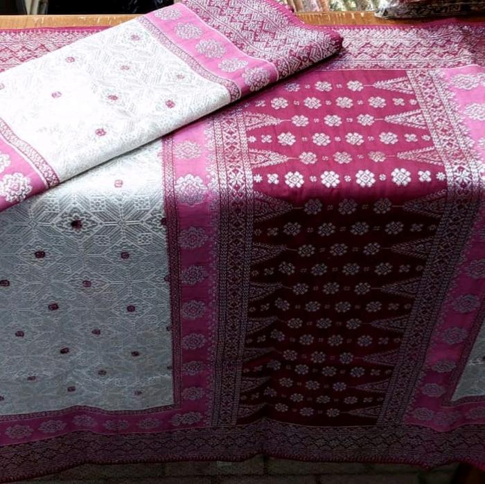 SONGKET LEPUS 3 DIMENSI    TENUN BENANG 1   BAHAN DASAR SUTRA GEBENG   BENANG KRISTAL SILVER ORI    