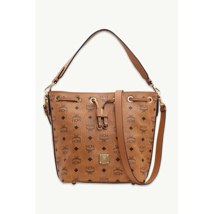 MCM SMALL ESSENTIAL DRAWSTRING BAG IN COGNAC