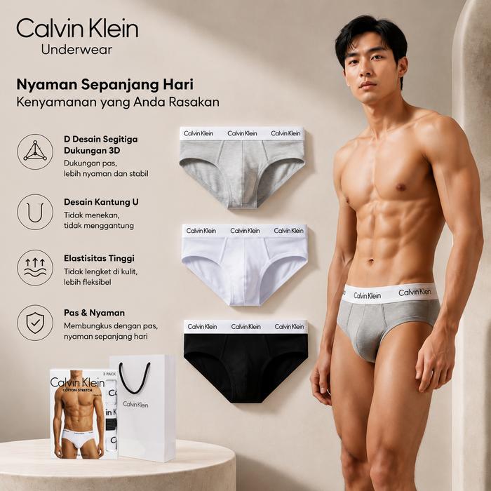 CK Calvin Klein Boxer Pria | Celana Dalam Katun Premium, Lembut, Bernapas & Nyaman, Isi 3