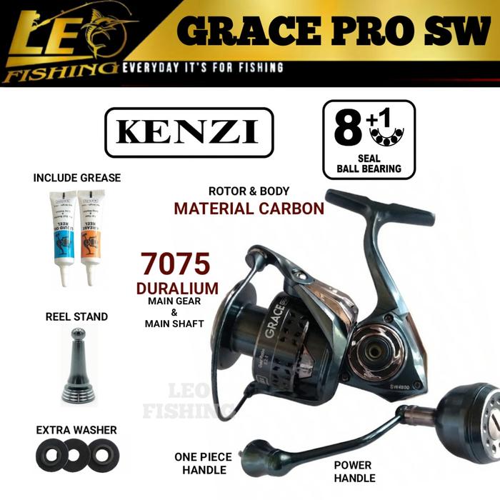 REEL KENZI GRACE PRO SW 2000 3000 4000 Spinning Carbon Body Mirror Paint Premium One Piece Power Han