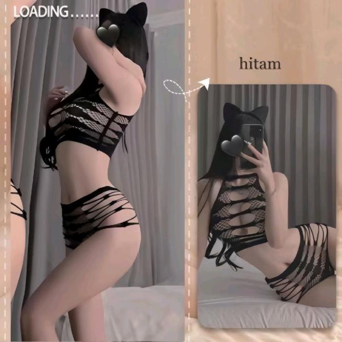 Bodysuit Lingerie SExy Jaring Silang Wanita - Warna Hitam baju tidur/dinas wanita night dress premiu