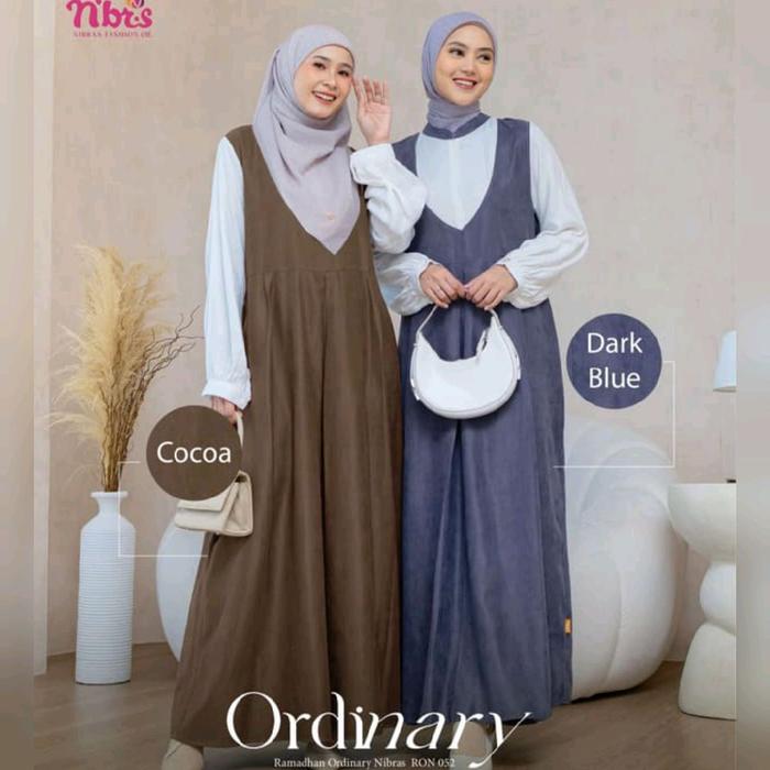 Nibras Gamis RON 052 Cocoa Coklat Tua Dark Blue Biru Tua Navy Baju Remaja Dewasa Polos Plain Basic S