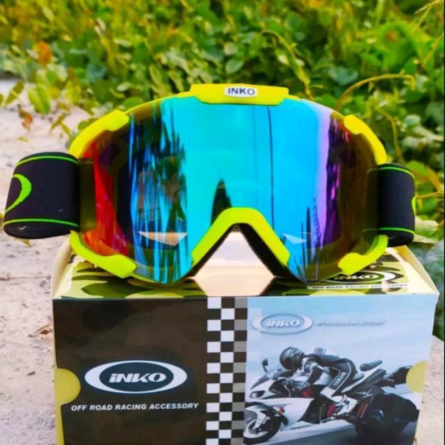 kaca mata cross / goggle inko yellow pelangi rainbow / google kross