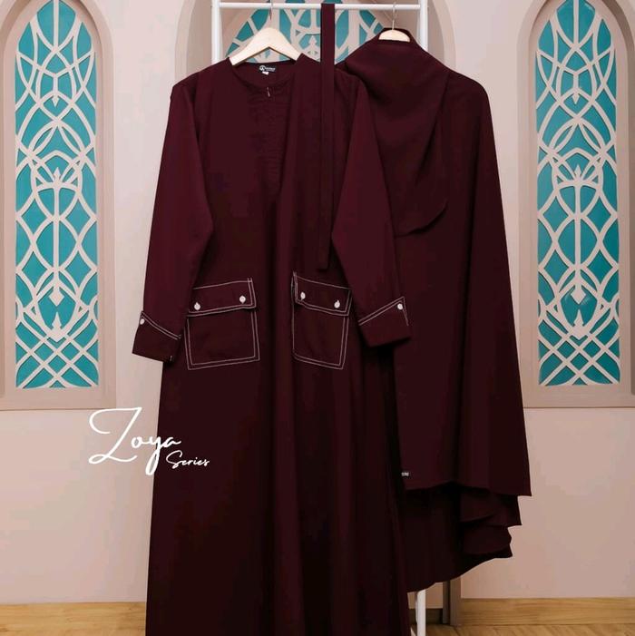 SET ZOYA: Setelan Gamis, Khimar Ped, dan Cadar dari Wolfis Forzaleta untuk Remaja - Dewasa