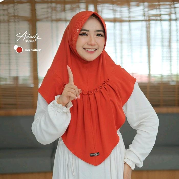 Bergo Ashanty ORI by Daffi Hijab | Jilbab Instan Ped Antem - Aksen Ruffle dan Floi - High Twist Parf