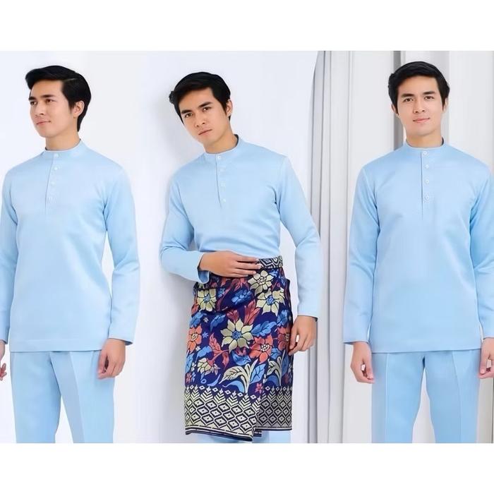 COD Setelan Baju Celana Teluk Belanga Cekak Musang Pria Melayu Kurung Setelan Pakaian Adat Malaysia 