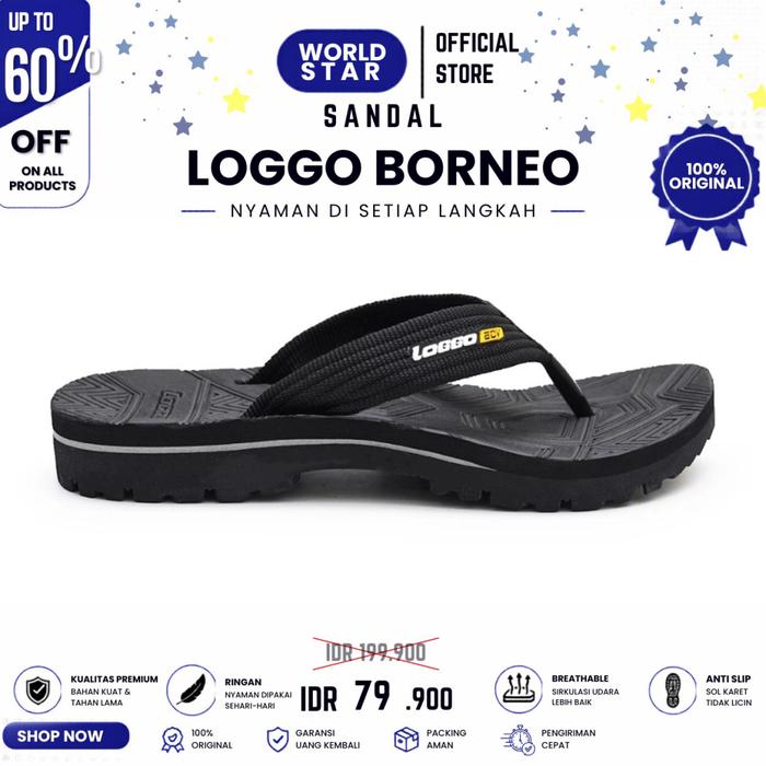 Sandal Loggo Borneo Series Original | Sandal Jepit Gunung Pria size 38-43