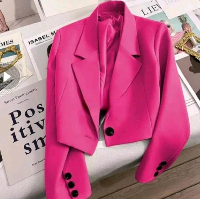 Blazer Wanita korea - cropped blazer plaid - blazer cropped wanita korea - blazer crop tangan panjan
