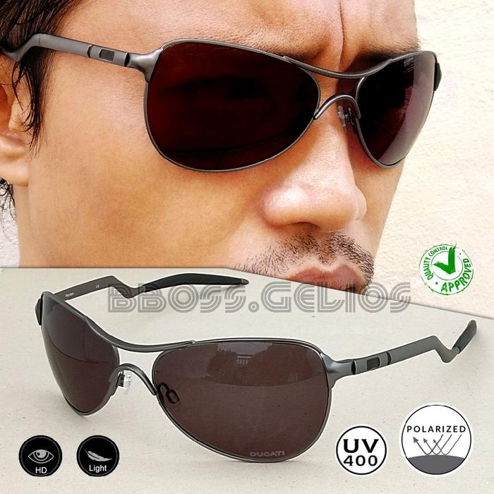 KACAMATA HITAM PRIA AVIATOR DUCATI WAGNER POLARIZED ORIGINAL DARK BROWN LENS METAL GUN FRAME PILOT S