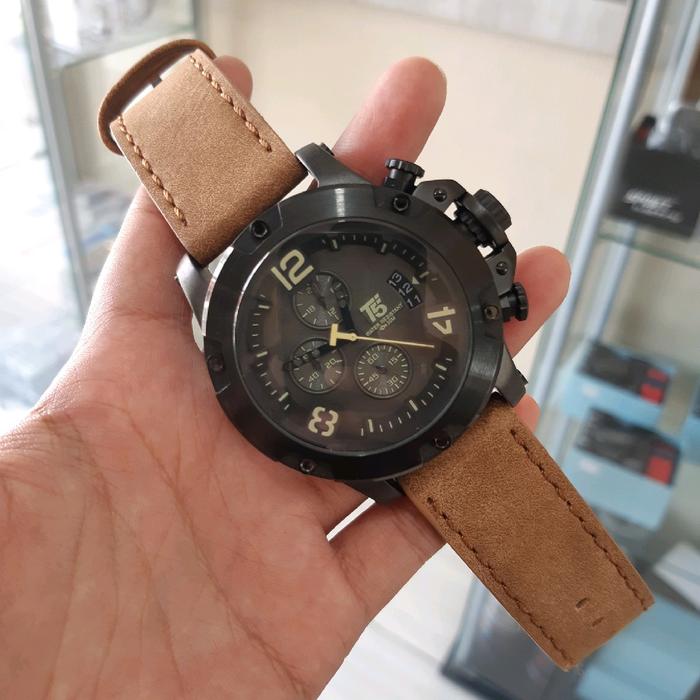 Jam Tangan Cowok T5 H 3638 G Original leath