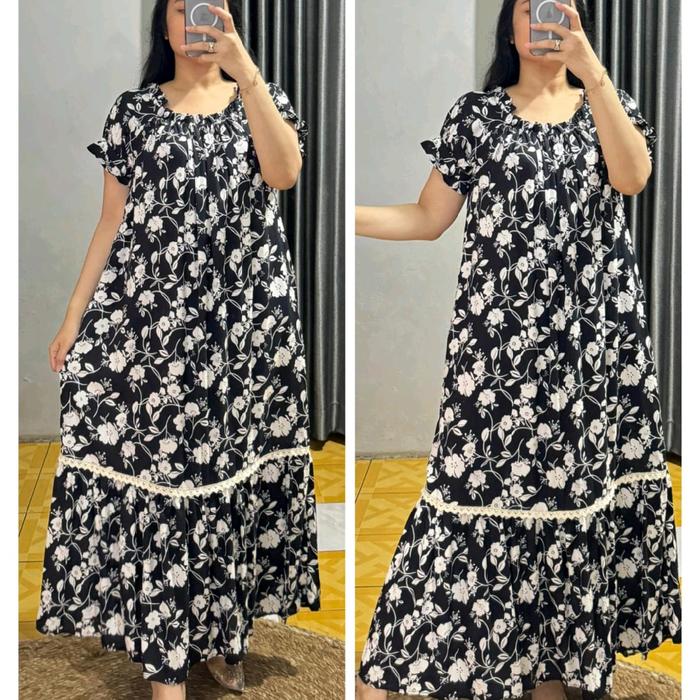 Longdress kerut dada dress kerut dada dress renda