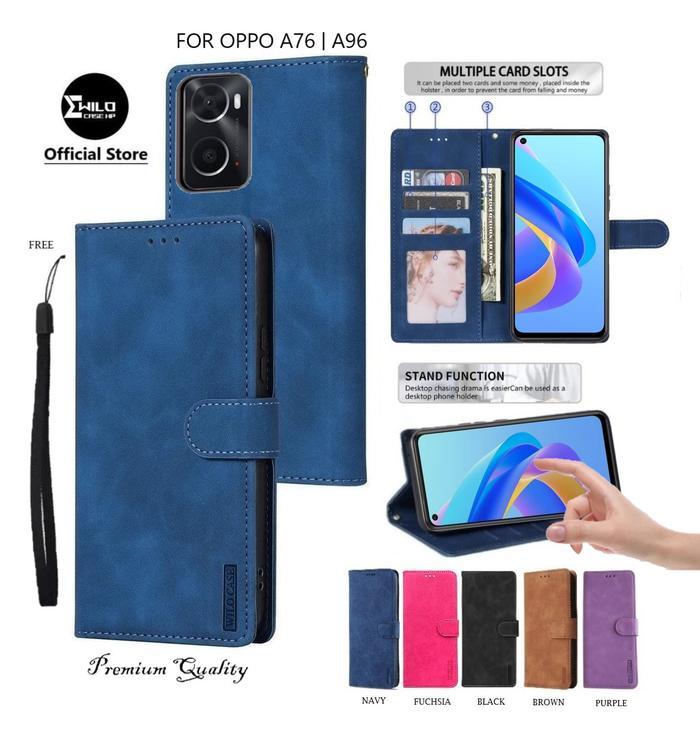 Wilocase Untuk Oppo A76 | Oppo A96 Flip Leather Case Premium/Case Hp Dompet Best Seller